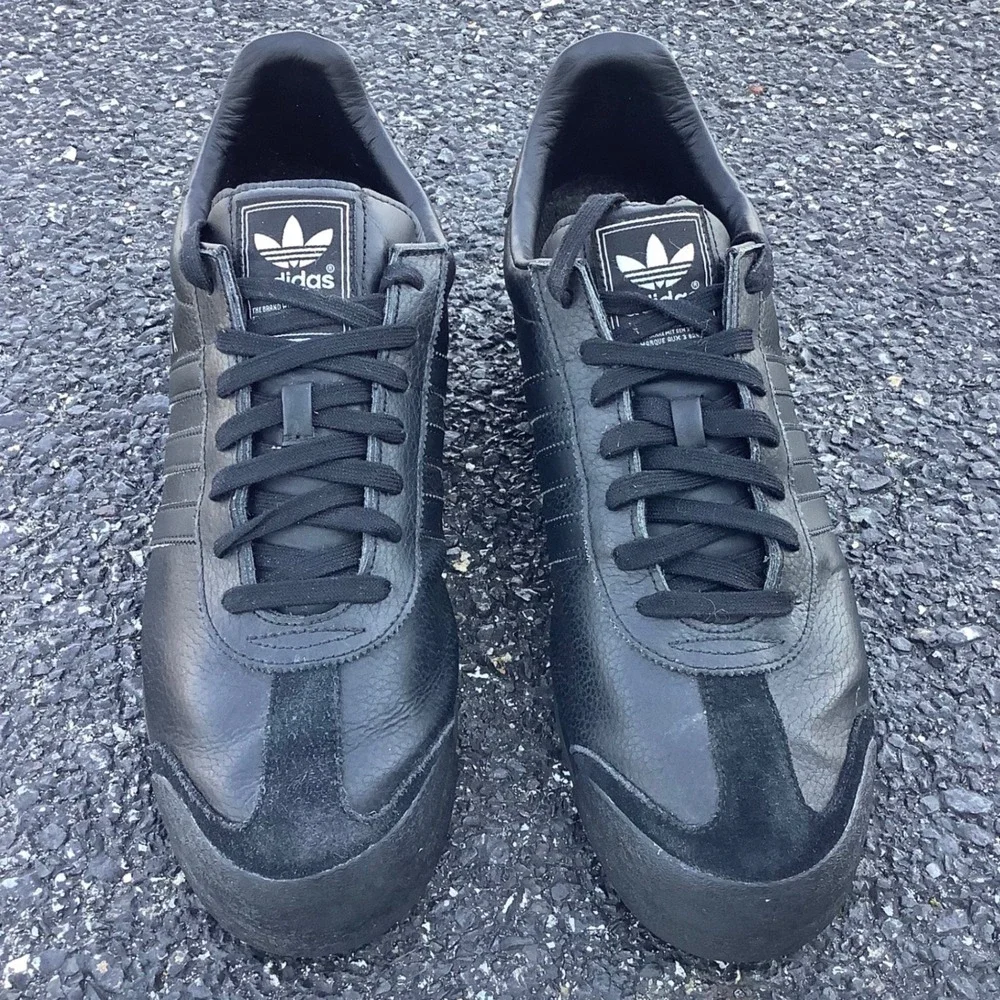 Adidas Samoa Mens Shoes Triple Black Leather Sneakers G22596 Size 13